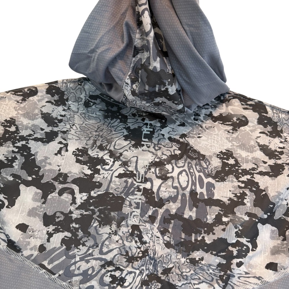 Huk Sun Shirt Mens XL Performance Fishing Hoodie Grey Camo Long Sleeve Mesh - Picture 3 of 12